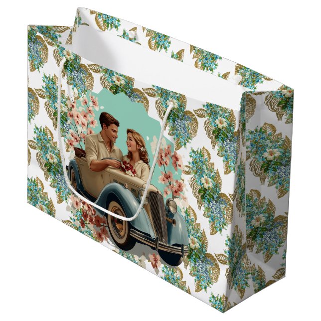 Sacola Para Presentes Grande Casal Vintage (Frente inclinada)