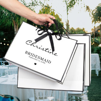 Sacola Para Presentes Grande Casamento Bestial De Bridesmaid Obrigado Preto e B