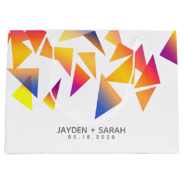 Sacola Para Presentes Grande Casamento Branco de Confetti Multicolorido Pastel