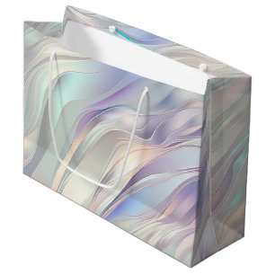 Sacola Para Presentes Grande Casamento Branco de Pérolas Azul Aqua