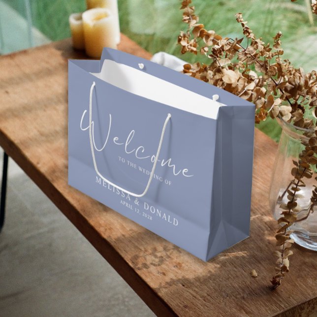 Sacola Para Presentes Grande Casamento de Boho Boho das Flores Periwinkle (Criador carregado)