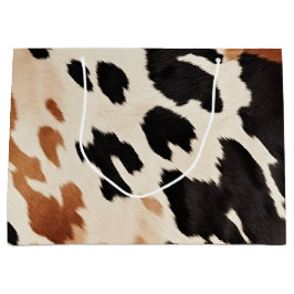 Sacola Para Presentes Grande Casamento de Cowhide Castanho-Negro