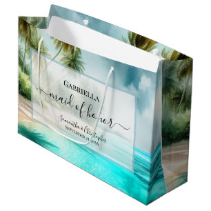 Sacola Para Presentes Grande Casamento de Dama de Honra com Aquarela de Praia T