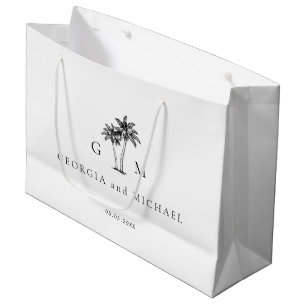 Sacola Para Presentes Grande Casamento de Destino com Monograma de Palmeira Des