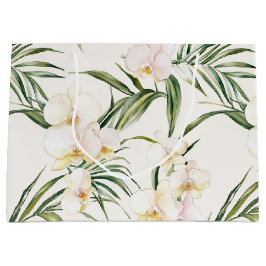 Sacola Para Presentes Grande Casamento de Flores Brancas Tropicais