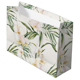 Sacola Para Presentes Grande Casamento de Flores Brancas Tropicais