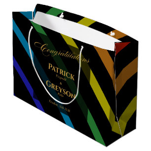 Sacola Para Presentes Grande Casamento de Homens Gays Elegante Arco-Íris