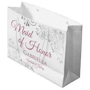 Sacola Para Presentes Grande Casamento de Madrinha de casamento Rosa Branca com