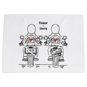 Sacola Para Presentes Grande Casamento de motocicleta de duas noivas Biker