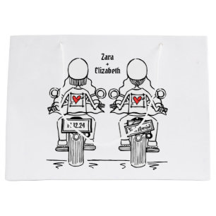 Sacola Para Presentes Grande Casamento de motocicleta de duas noivas Biker