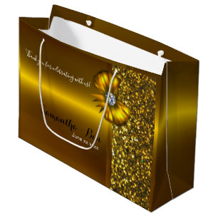 Sacola Para Presentes Grande Casamento Dourado e brilhante Obrigado Saco do Pre