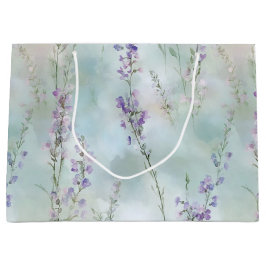 Sacola Para Presentes Grande Casamento Floral Lavanda Roxo Romântico