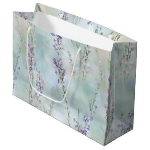 Sacola Para Presentes Grande Casamento Floral Lavanda Roxo Romântico