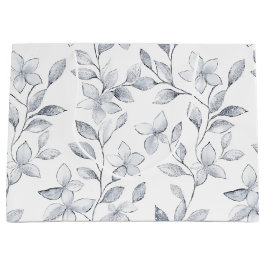 Sacola Para Presentes Grande Casamento Floral Prata Chic Branco