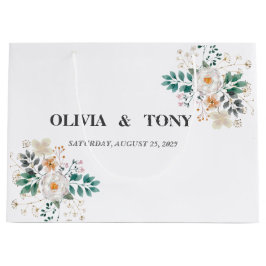 Sacola Para Presentes Grande Casamento Floral Romântico Simples