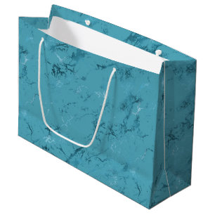 Sacola Para Presentes Grande Casamento Mármore Azul Água Chic