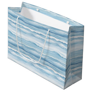 Sacola Para Presentes Grande Casamento Ondas do Oceano Azul Branco