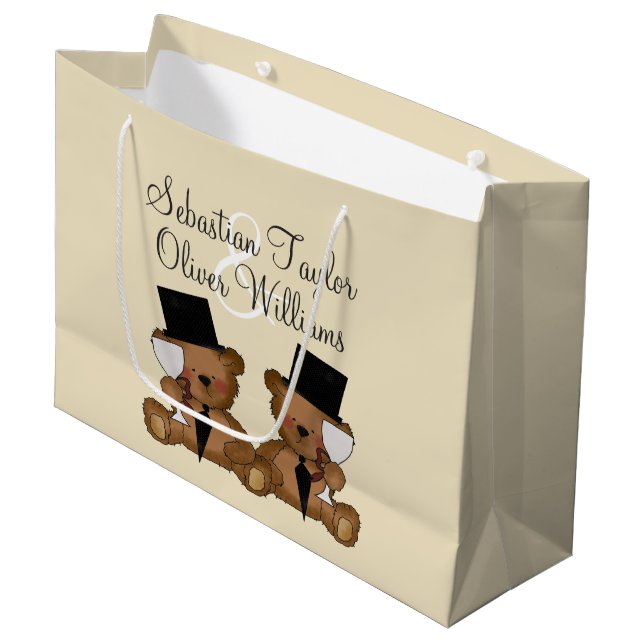 Sacola Para Presentes Grande Casamento Personalizado dos Auros de Teddy (V2) (Frente inclinada)