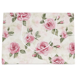 Sacola Para Presentes Grande Casamento Romântico Floral de Rosas bonito Rosa