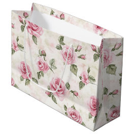 Sacola Para Presentes Grande Casamento Romântico Floral de Rosas bonito Rosa