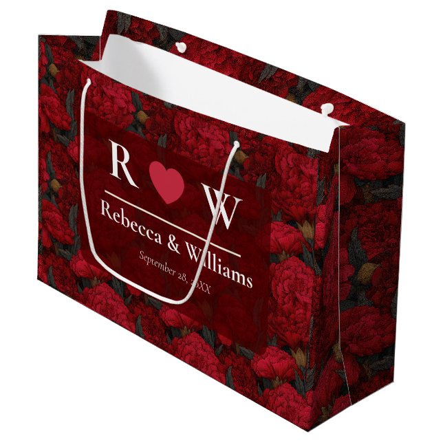 Sacola Para Presentes Grande Casamento sofisticado personalizado com tema de cr (Frente inclinada)