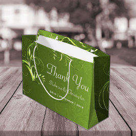 Sacola Para Presentes Grande Casamento Verde Elegante Obrigado