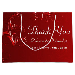 Sacola Para Presentes Grande Casamento Vermelho Elegante Obrigado