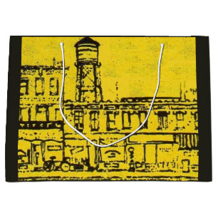 Sacola Para Presentes Grande Casas e vitrines e torre de água de Yellowville