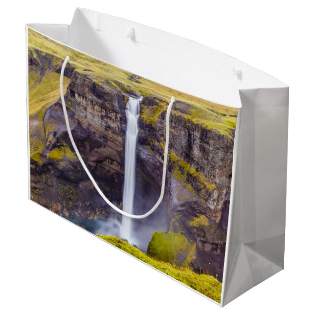 Sacola Para Presentes Grande Cascata do Haifox, Islândia (Verso inclinado)