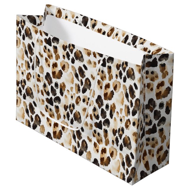 Sacola Para Presentes Grande Castanho-Leopardo (Frente inclinada)