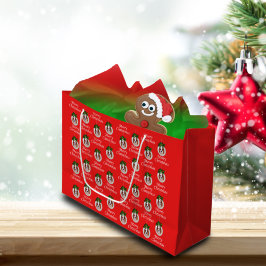 Sacola Para Presentes Grande Cavalier King Charles Merry Christmas Gift Bag