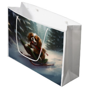 Sacola Para Presentes Grande Cavalier King Charles Spaniel neve de Natal
