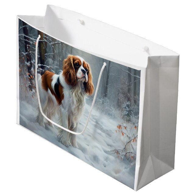 Sacola Para Presentes Grande Cavalier King Deixou Neve Natal Bruto (Frente inclinada)