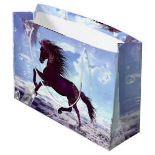 Sacola Para Presentes Grande Cavalo de fantasia maravilhoso na praia