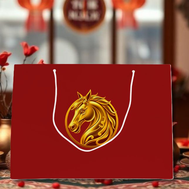 Sacola Para Presentes Grande Cavalo Dourado (Gold Horse Large Gift Bag)