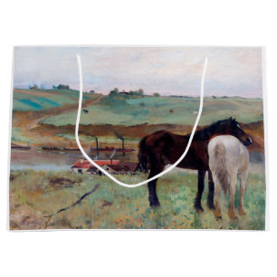 Sacola Para Presentes Grande Cavalo em um campo, Edgar Degas