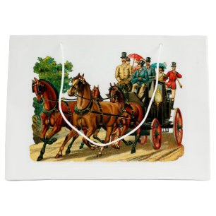 Sacola Para Presentes Grande Cavalos e carruagems