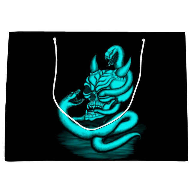 Sacola Para Presentes Grande Caveira - Cabeça Diabo com Cobra (Frente)