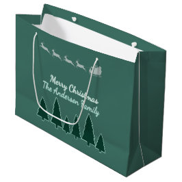 Sacola Para Presentes Grande Celebração da Família Evergreen Sleigh Glow