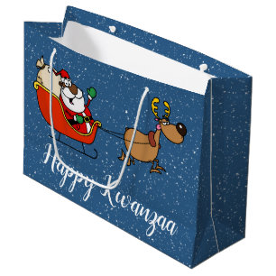 Sacola Para Presentes Grande Celebração de Papai Noel Kwanzaa do afro-america