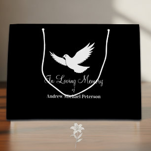 Sacola Para Presentes Grande Celebração de Vida Funeral de Pombo Branco