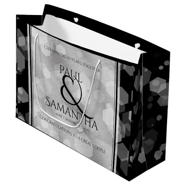 Sacola Para Presentes Grande Celebração do Aniversário de Casamento de 10 Tin (Frente inclinada)