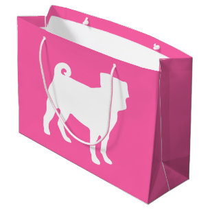 Sacola Para Presentes Grande Celebração do Tema do Cão Rosa
