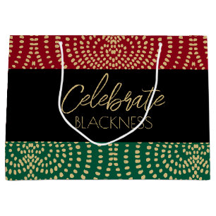 Sacola Para Presentes Grande Celebrar a Negra Vermelha Verde História Negra Mês