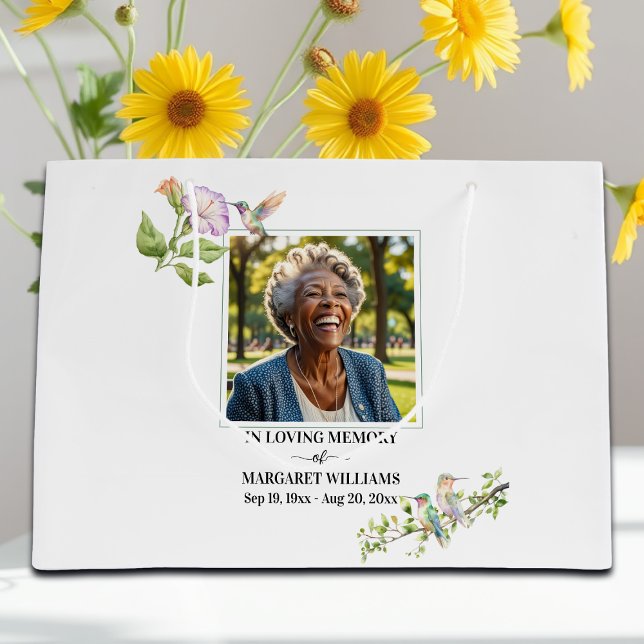 Sacola Para Presentes Grande Celebration Of Life Hummingbirds Floral Keepsake (Criador carregado)
