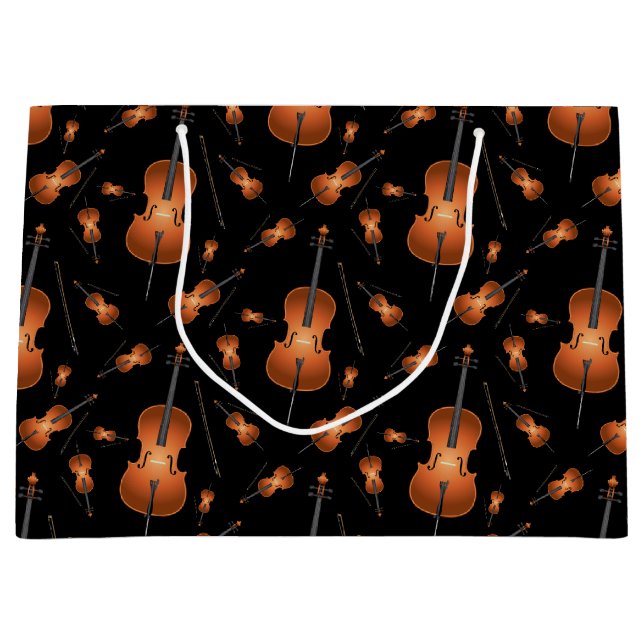 Sacola Para Presentes Grande Cello Musical Music Teacher String Orchestra (Frente)