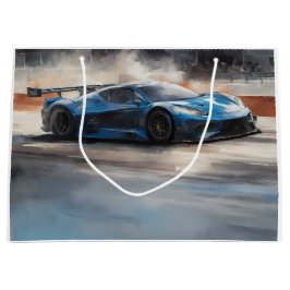 Sacola Para Presentes Grande Cena de Corrida Urbana Azul Dinâmica