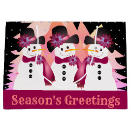 Sacola Para Presentes Grande Cena de inverno de Snowman