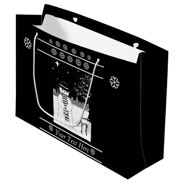 Sacola Para Presentes Grande cena de neve de bonitinho de Neve para o Natal (Frente inclinada)