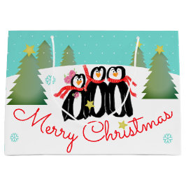 Sacola Para Presentes Grande Cena do inverno Teal